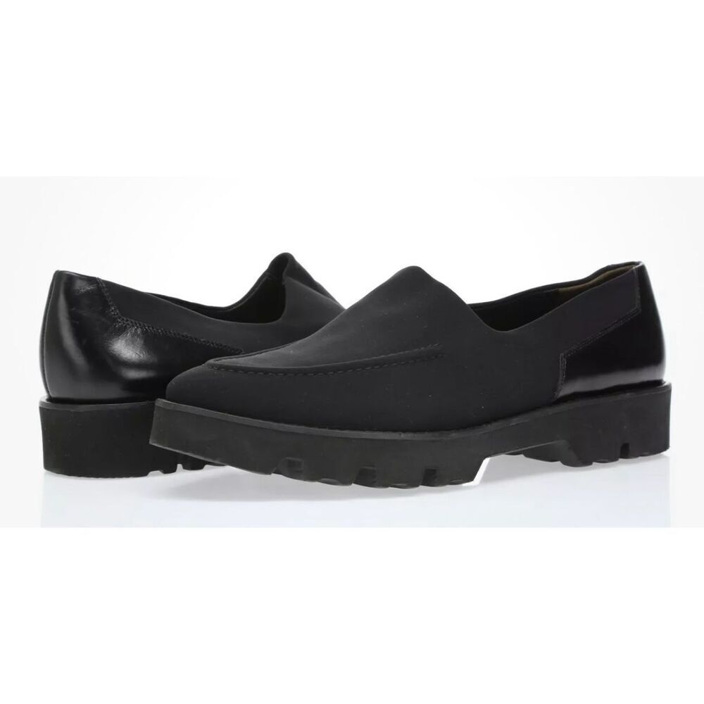 Paul Green Dara Black Stretchy Pointed Tow Slip On Chunky Loafers Women size 7